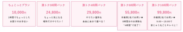 アールクリーニングの料金プラン