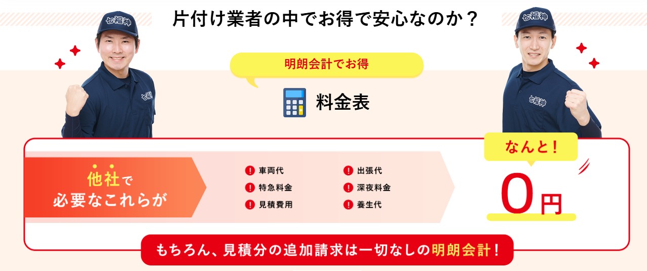 ゴミ屋敷片付け七福神の追加料金