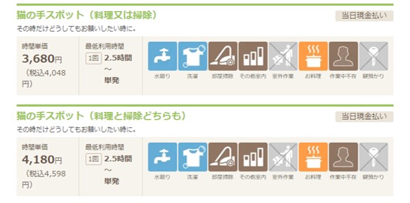 キャットハンドの料金