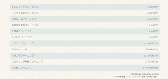 ハウスクリーニング専門 たくみのの料金