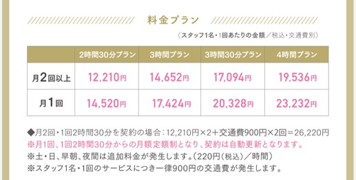 野村不動産のハウスクリーニングの料金