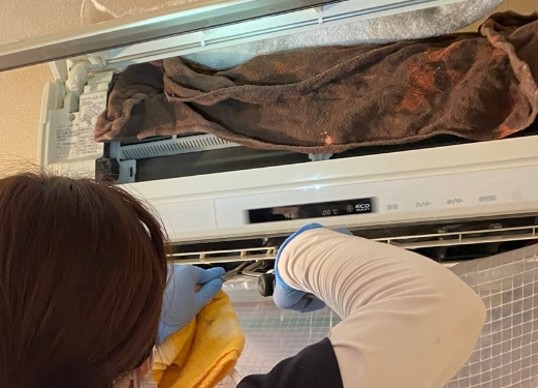 エアコンクリーニング ネコの手のフィルター